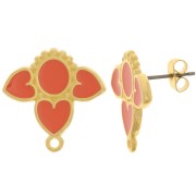 Orecchini perno cuori 20 mm con resina epossidica - dorato oro fino - Giacinto x2|raw }}