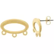 Orecchini ovali striati 21x14 mm 3 anelli chiusi - dorato oro fino x2