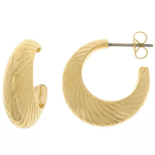 Orecchini aperti spessi striati 20 mm - dorato oro fino x2