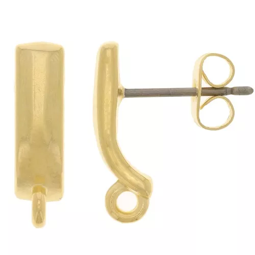 Orecchini barra 15x4 mm con anello chiuso - dorato oro fino x2