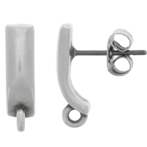 Orecchini barra 15x4 mm con anello chiuso - Placcatura argento antico x2