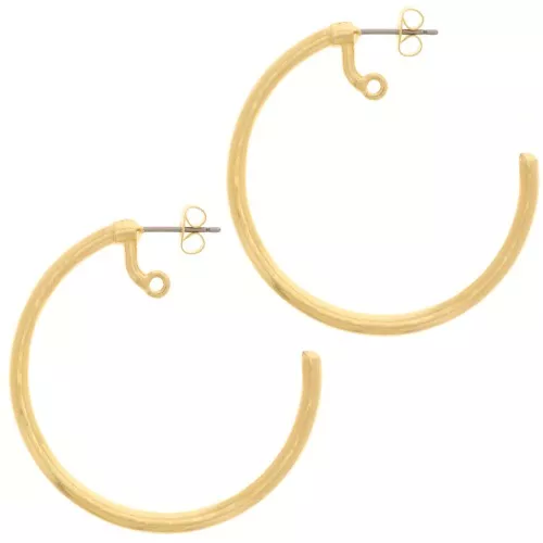 Orecchini a cerchio aperti da 42 mm con anello - dorato oro fino x2