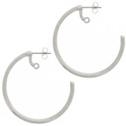 Orecchini a cerchio 42 mm con un anello - Placcatura argento antico x2|raw }}
