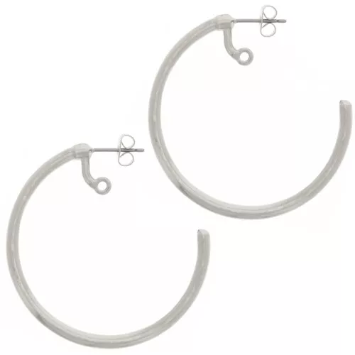 Orecchini a cerchio 42 mm con un anello - Placcatura argento antico x2