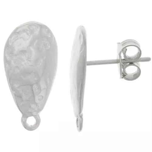 Orecchini a goccia martellati 18x9 mm con cerchio chiuso - Argento anticato x2