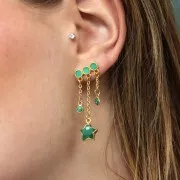 Orecchini 3 fili 8x16 mm in resina epossidica - dorato oro fino- Prugna perlata x2