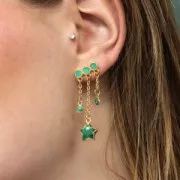 Orecchini 3 fili 8x16 mm in resina epossidica - dorato oro fino - Perla verde x2