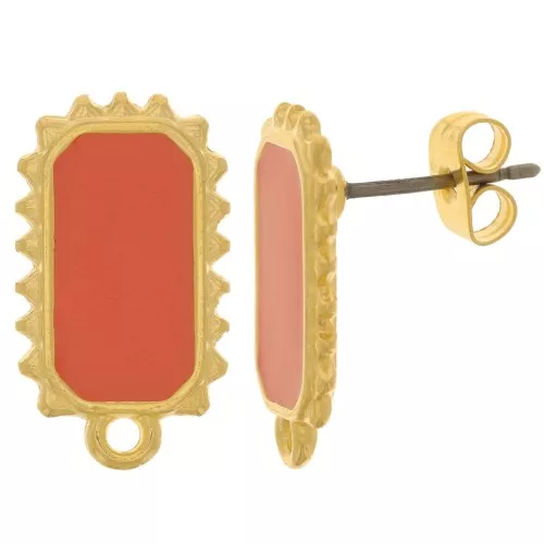 Orecchini rettangolari 18x10mm -dorato oro fino - Giacinto x2