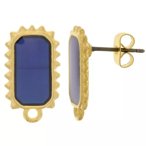 Orecchini rettangolari 18x10mm -dorato oro fino - Blu x2