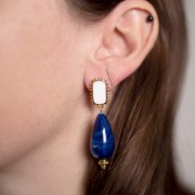 Orecchini rettangolari 18x10mm -dorato oro fino - Blu x2