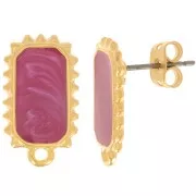 Orecchini rettangolari 18x10mm -dorato oro fino - Prugna perlata x2