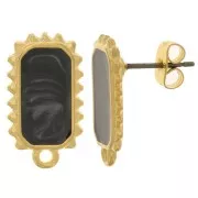 Orecchini rettangolari 18x10mm -dorato oro fino - Perla nera x2