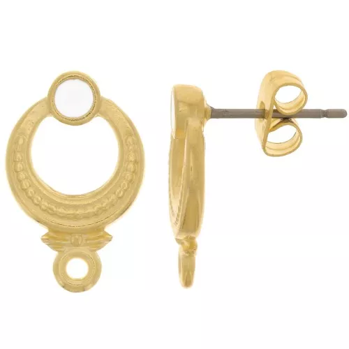Orecchini etnici strutturati 11 mm - dorato oro fino - Bianco x2