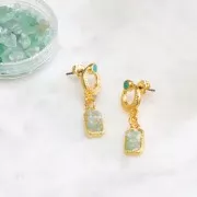 Orecchini etnici strutturati 11 mm - dorato oro fino - Perla verde x2