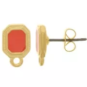 Orecchini ottagonali 12x8 mm in resina epossidica - dorato oro fino - Giacinto x2