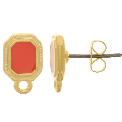 Orecchini ottagonali 12x8 mm in resina epossidica - dorato oro fino - Giacinto x2