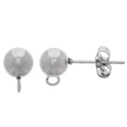 Orecchini perno 6 mm con anello aperto - acciaio inox 304 x2