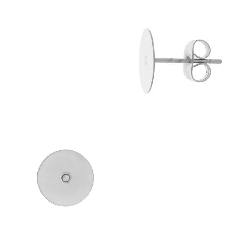Orecchini perno a disco da 10 mm - Acciaio inox 304 x2