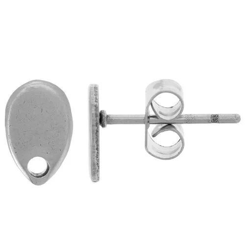 Orecchini perno goccia 8x5 mm con 1 foro - Acciaio inox 304L x20