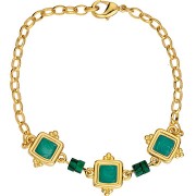 Distanziatore etnico quadrato 15 mm - Dorato con oro fino - Perla prugna