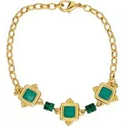 Distanziatore etnico quadrato 15 mm - Dorato con oro fino - Verde perlato x1