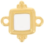 Distanziatore etnico quadrato 15 mm - Dorato con oro fino- Bianco x1
