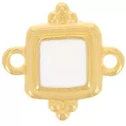 Distanziatore etnico quadrato 15 mm - Dorato con oro fino- Bianco x1