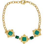 Distanziatore etnico quadrato 15 mm - Dorato con oro fino- Bianco x1