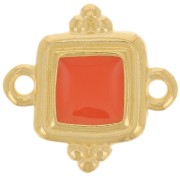 Distanziatore etnico quadrato 15 mm - Dorato con oro fino- Giacinto x1