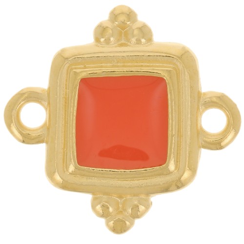 Distanziatore etnico quadrato 15 mm - Dorato con oro fino- Giacinto x1