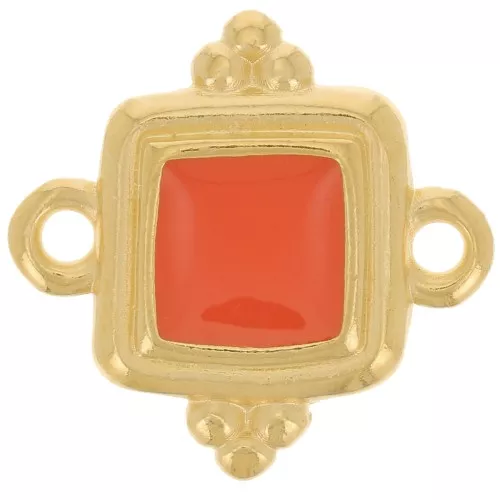 Distanziatore etnico quadrato 15 mm - Dorato con oro fino- Giacinto x1