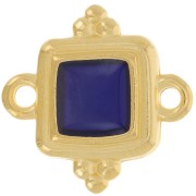 Distanziatore etnico quadrato 15 mm - Dorato con oro fino - Blu