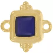 Distanziatore etnico quadrato 15 mm - Dorato con oro fino - Blu