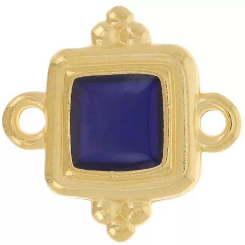 Distanziatore etnico quadrato 15 mm - Dorato con oro fino - Blu