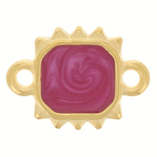 Distanziatore sole rettangolare 14x10 mm Dorato oro fino - Prugna perlato