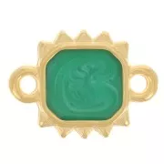 Distanziatore sole rettangolare 14x10 mm Dorato oro fino - Verde perlato