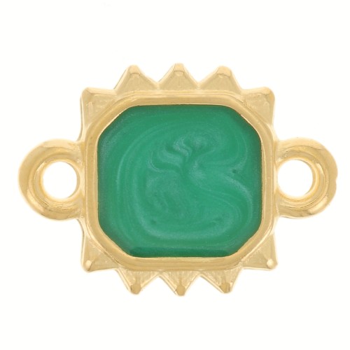 Distanziatore sole rettangolare 14x10 mm Dorato oro fino - Verde perlato