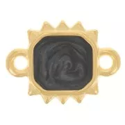Distanziatore sole rettangolare 14x10 mm Dorato oro fino - Perla nera