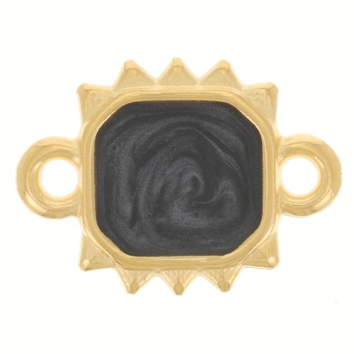 Distanziatore sole rettangolare 14x10 mm Dorato oro fino - Perla nera