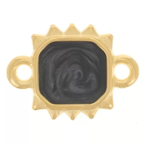 Distanziatore sole rettangolare 14x10 mm Dorato oro fino - Perla nera