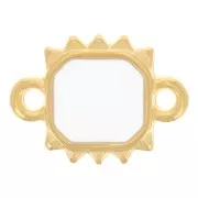 Distanziatore sole rettangolare 14x10 mm Dorato oro fino - Bianco x1