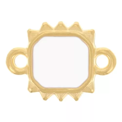 Distanziatore sole rettangolare 14x10 mm Dorato oro fino - Bianco x1