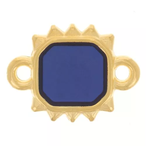 Distanziatore sole rettangolare 14x10 mm Dorato oro fino - Blu