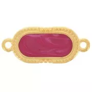 Distanziatore ovale testurizzato 23x10mm Resina epossidica oro fino Prugna perlato