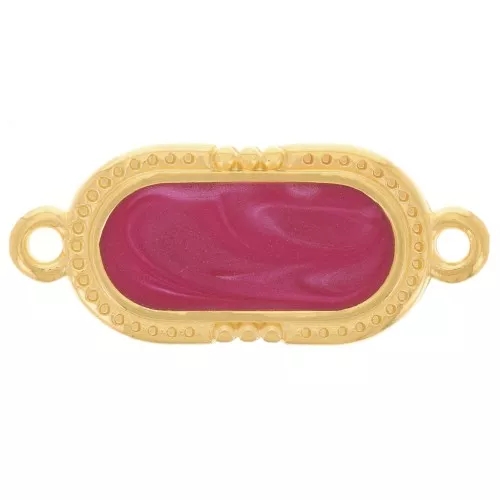 Distanziatore ovale testurizzato 23x10mm Resina epossidica oro fino Prugna perlato