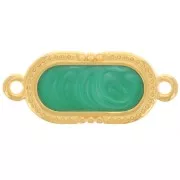 Distanziatore ovale testurizzato 23x10mm Resina epossidica oro fino Verde perlato