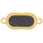 Distanziatore ovale testurizzato 23x10 mm -Resina epossidica -oro fino- Perla nera|raw }}
