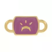 Distanziatore rettangolare luna 16x7mm - Dorato con oro fino - Prugna