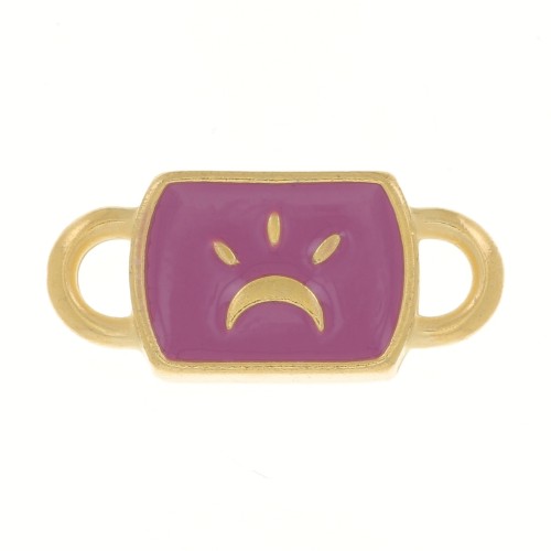 Distanziatore rettangolare luna 16x7mm - Dorato con oro fino - Prugna