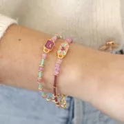 Distanziatore rettangolare luna 16x7mm - Dorato con oro fino - Prugna